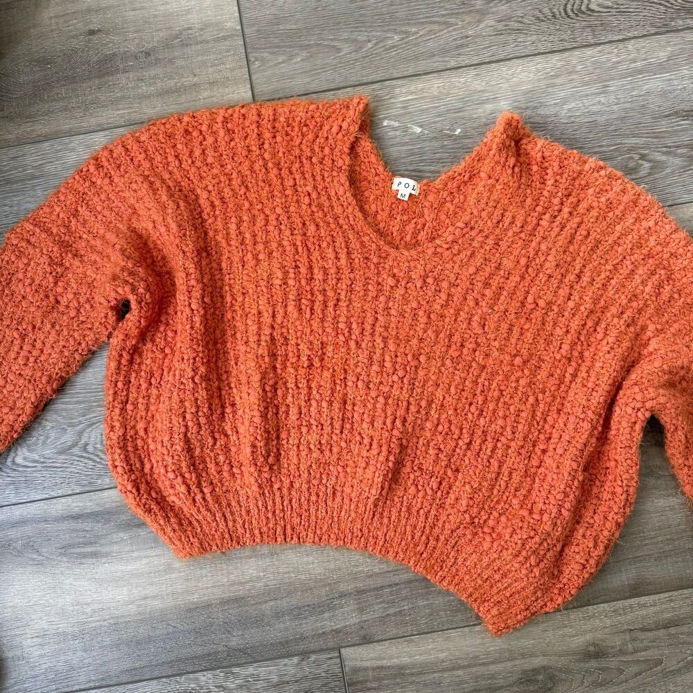 POL Orange V-Neck Sweater Sweater